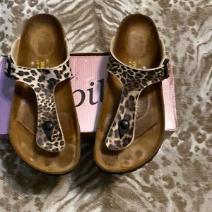 Birkenstock Papillio Animal Print Thong Sandals, Size 10, Worn, No trade
